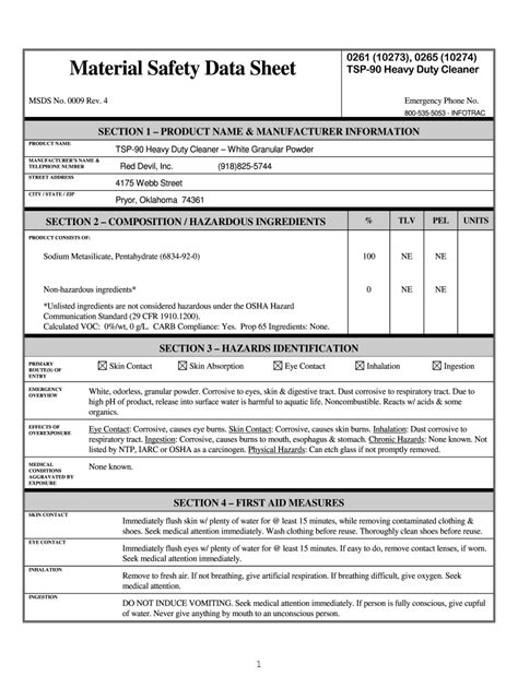 msds sheets pdf